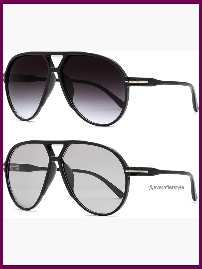 Retro Oversized Aviator Sunglasses With Plastic Frames And Uv Protection